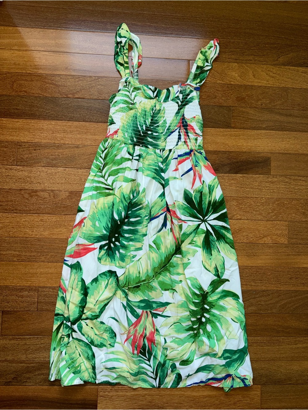 The Children's Place White Green Tropical Leaf Sundress